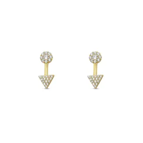 Vermeil & Sterling Silver - Pave Arrow Stud Earrings