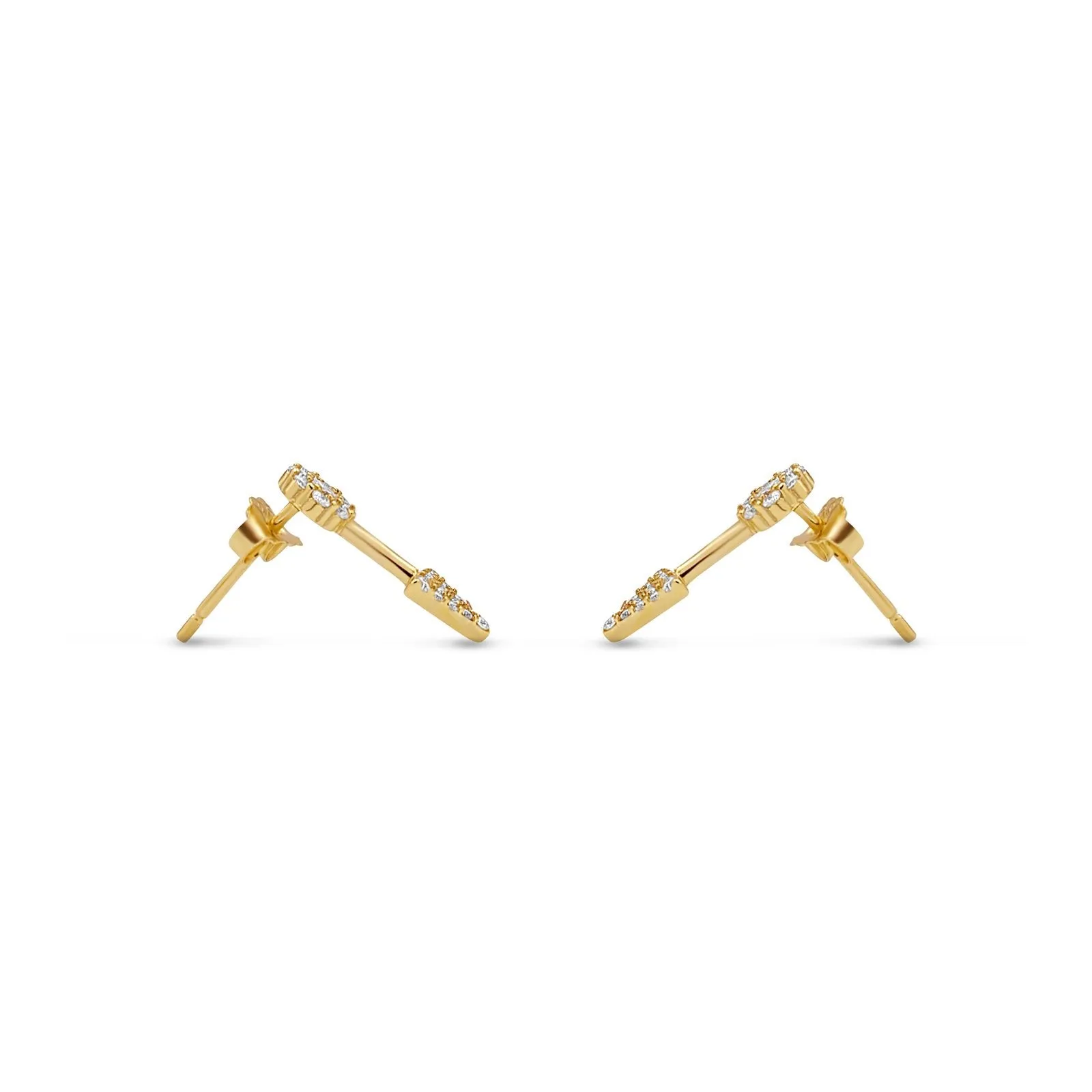 Vermeil & Sterling Silver - Pave Arrow Stud Earrings