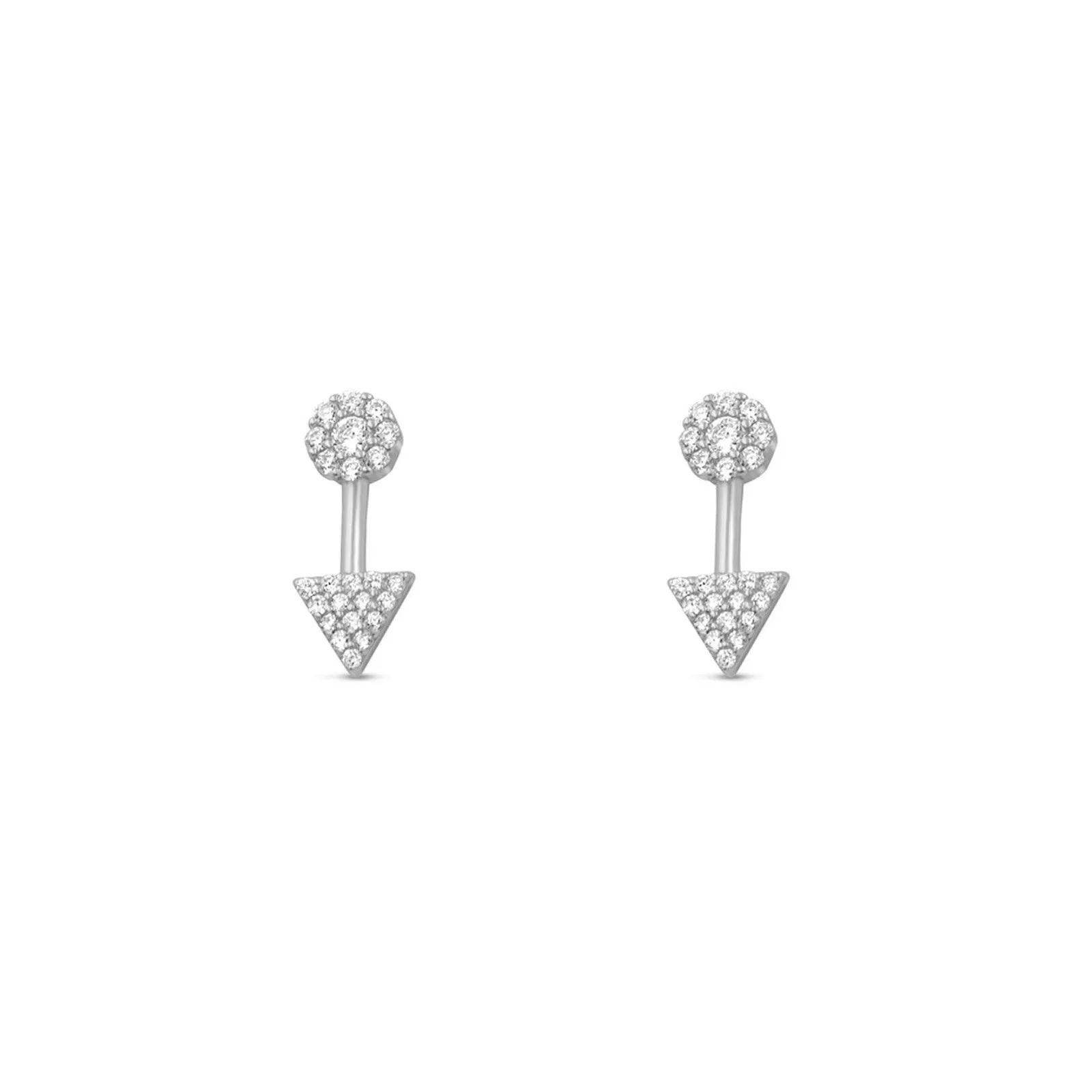 Vermeil & Sterling Silver - Pave Arrow Stud Earrings