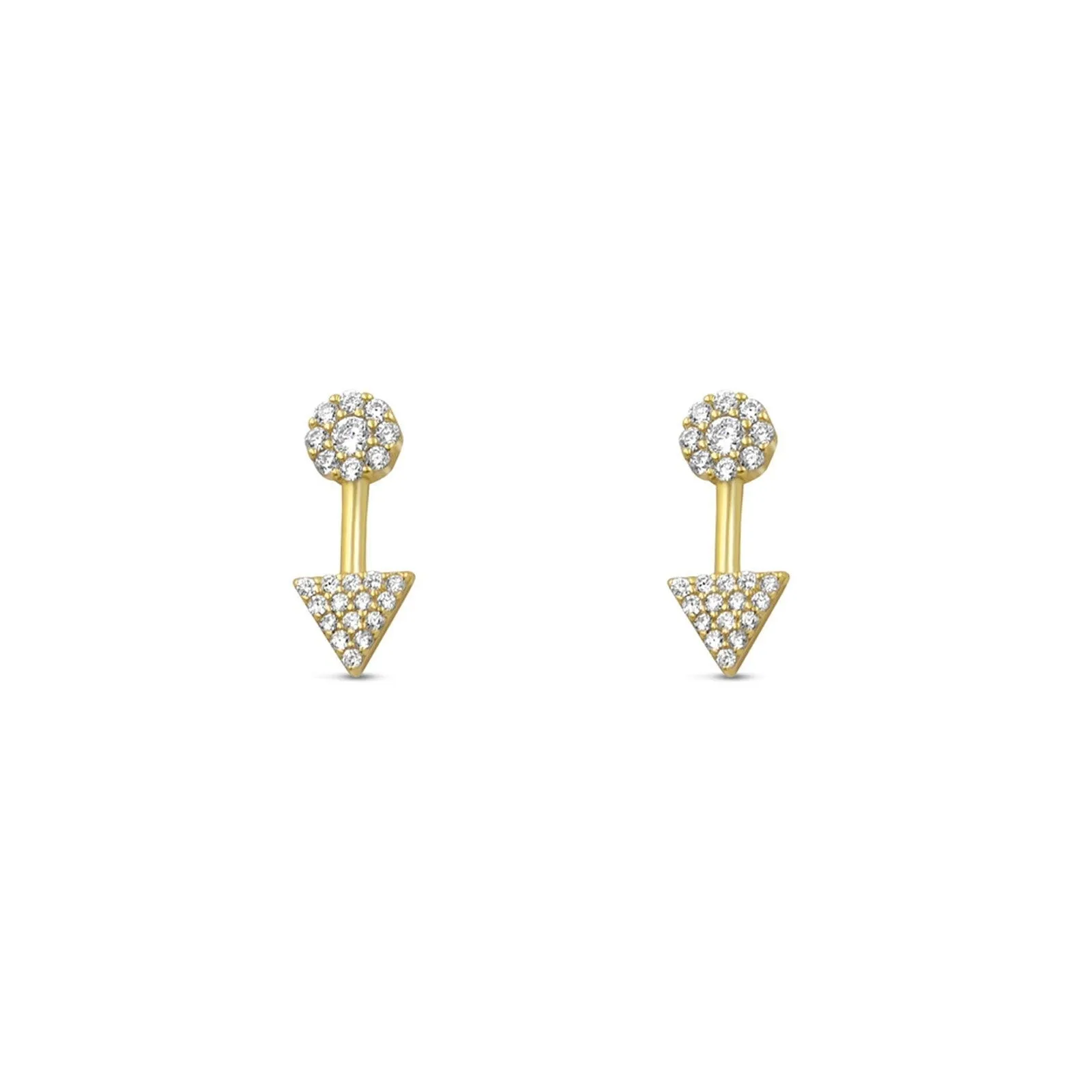 Vermeil & Sterling Silver - Pave Arrow Stud Earrings