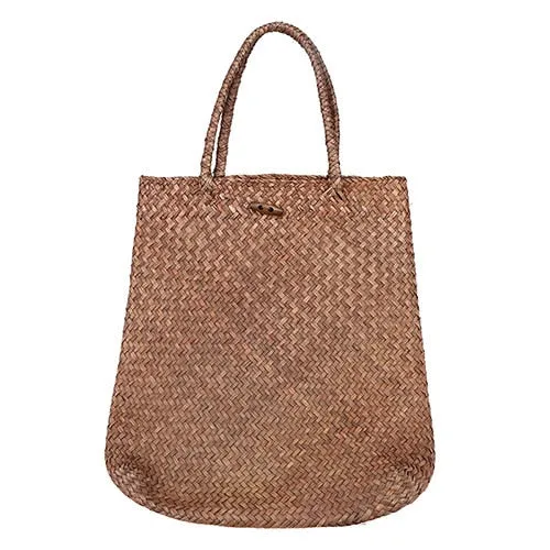 WHISM Rattan Grass Shoulder Bags Straw Women's Knitting Handbags Handmade Storage Bag Travel Wicker Storage Basket with Button