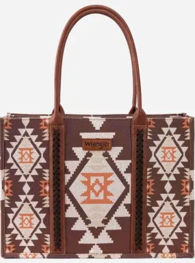 Wrangler Southwestern Pattern Wide Tote Brown