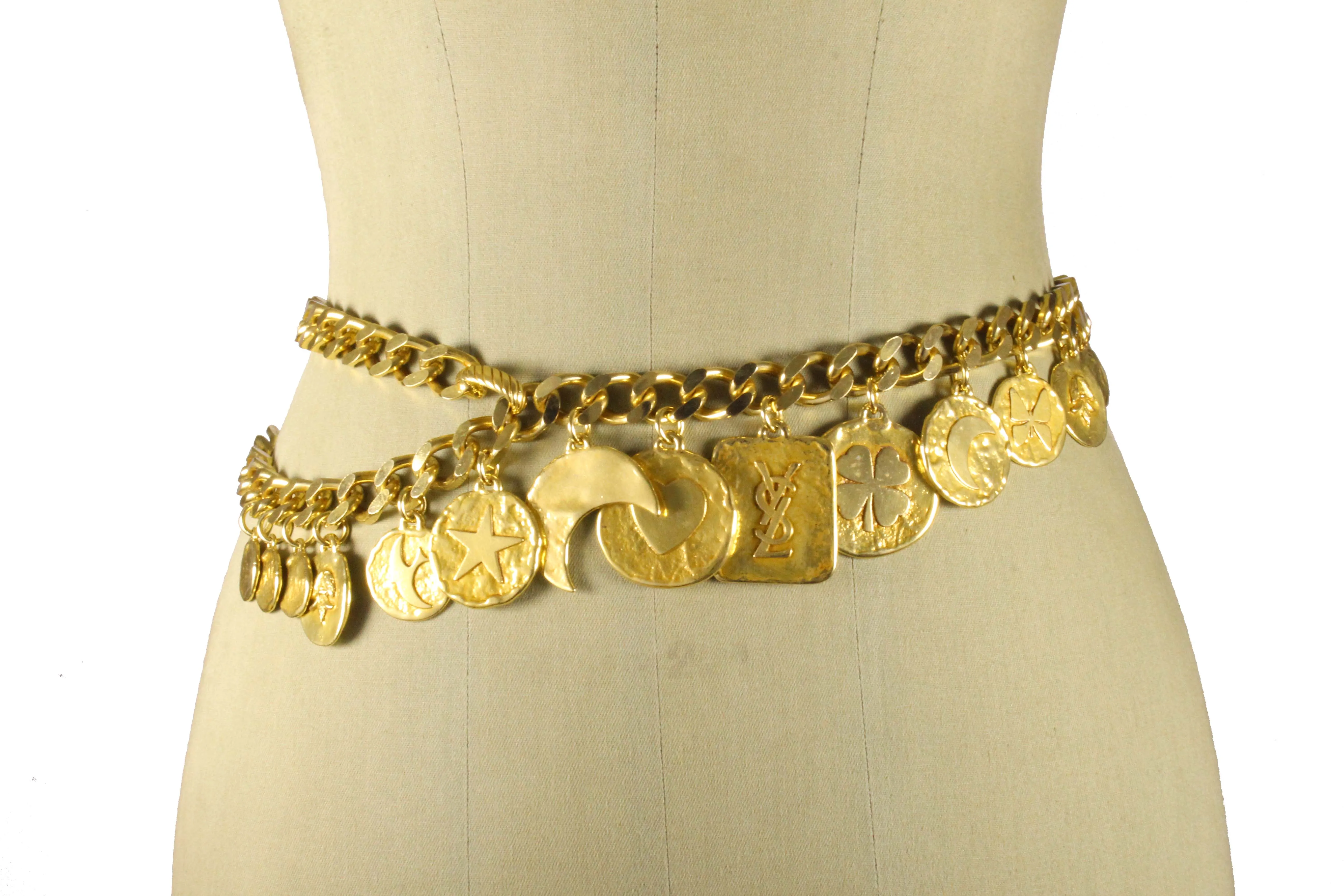 YVES SAINT LAURENT chain link charm belt