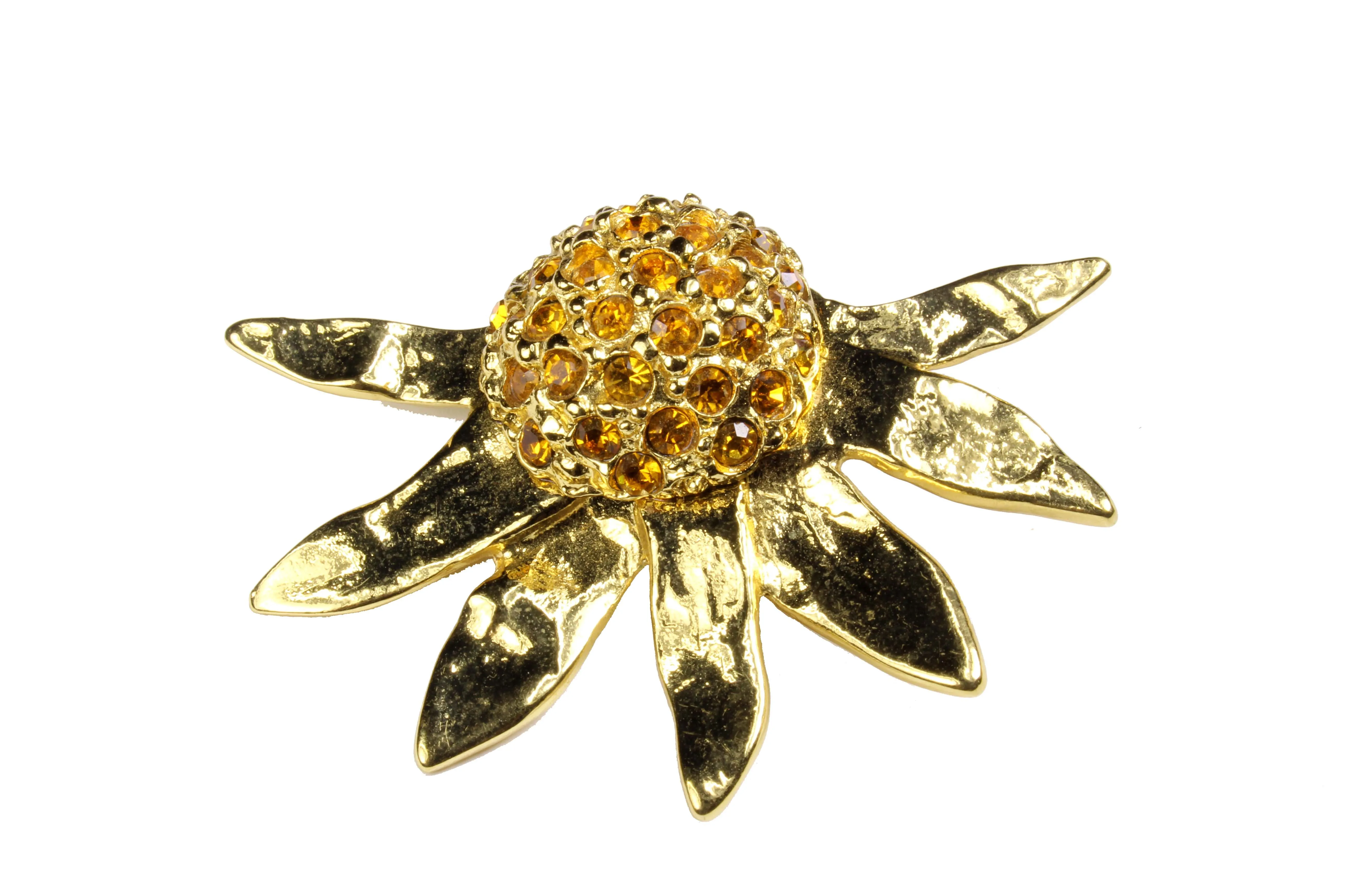 YVES SAINT LAURENT large rhinestones sunflower earrings