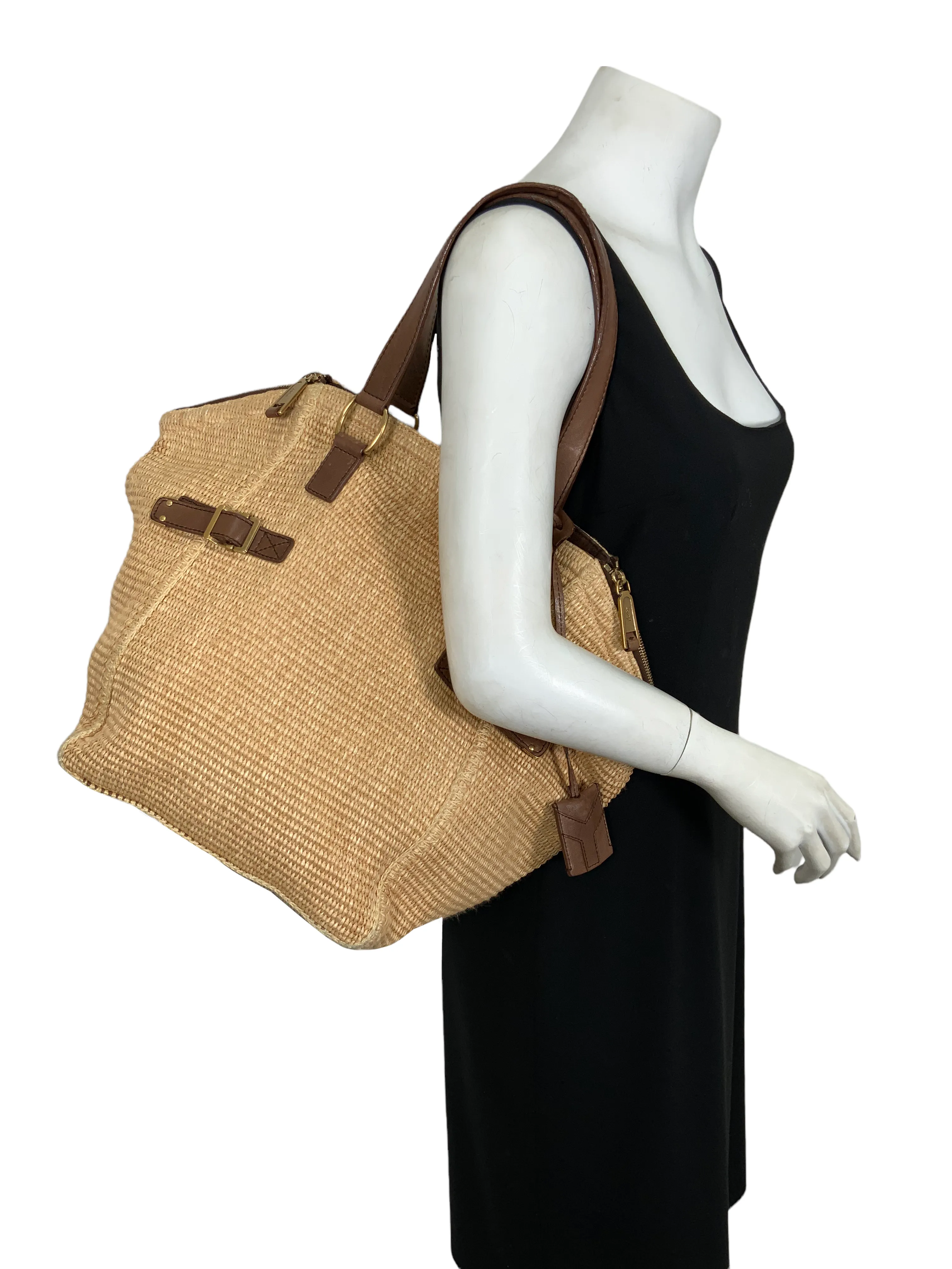 Yves Saint Laurent Raffia Downtown Straw Tote Bag