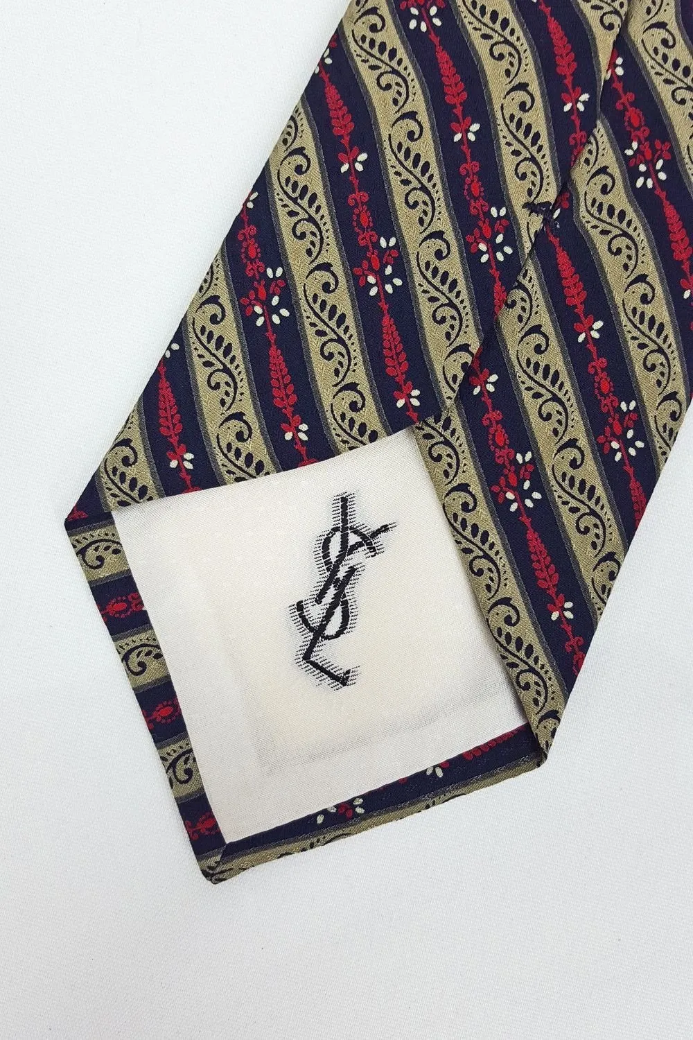 YVES SAINT LAURENT YSL Vintage 100% Silk Multicoloured Striped Tie (56")