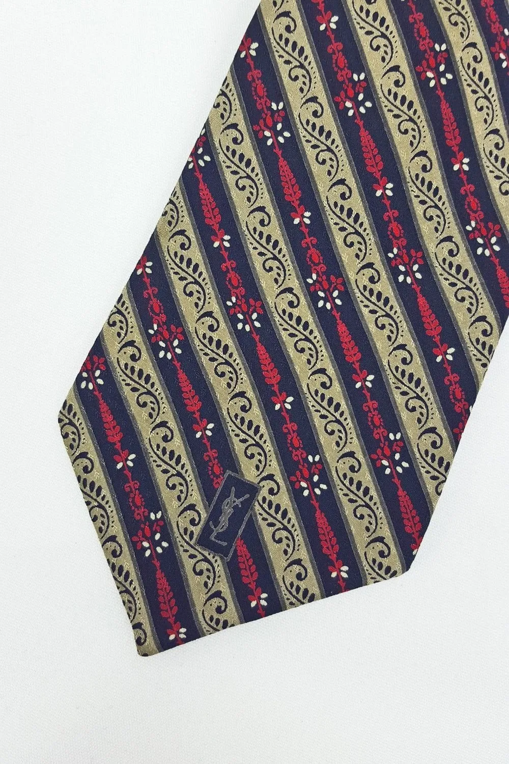 YVES SAINT LAURENT YSL Vintage 100% Silk Multicoloured Striped Tie (56")